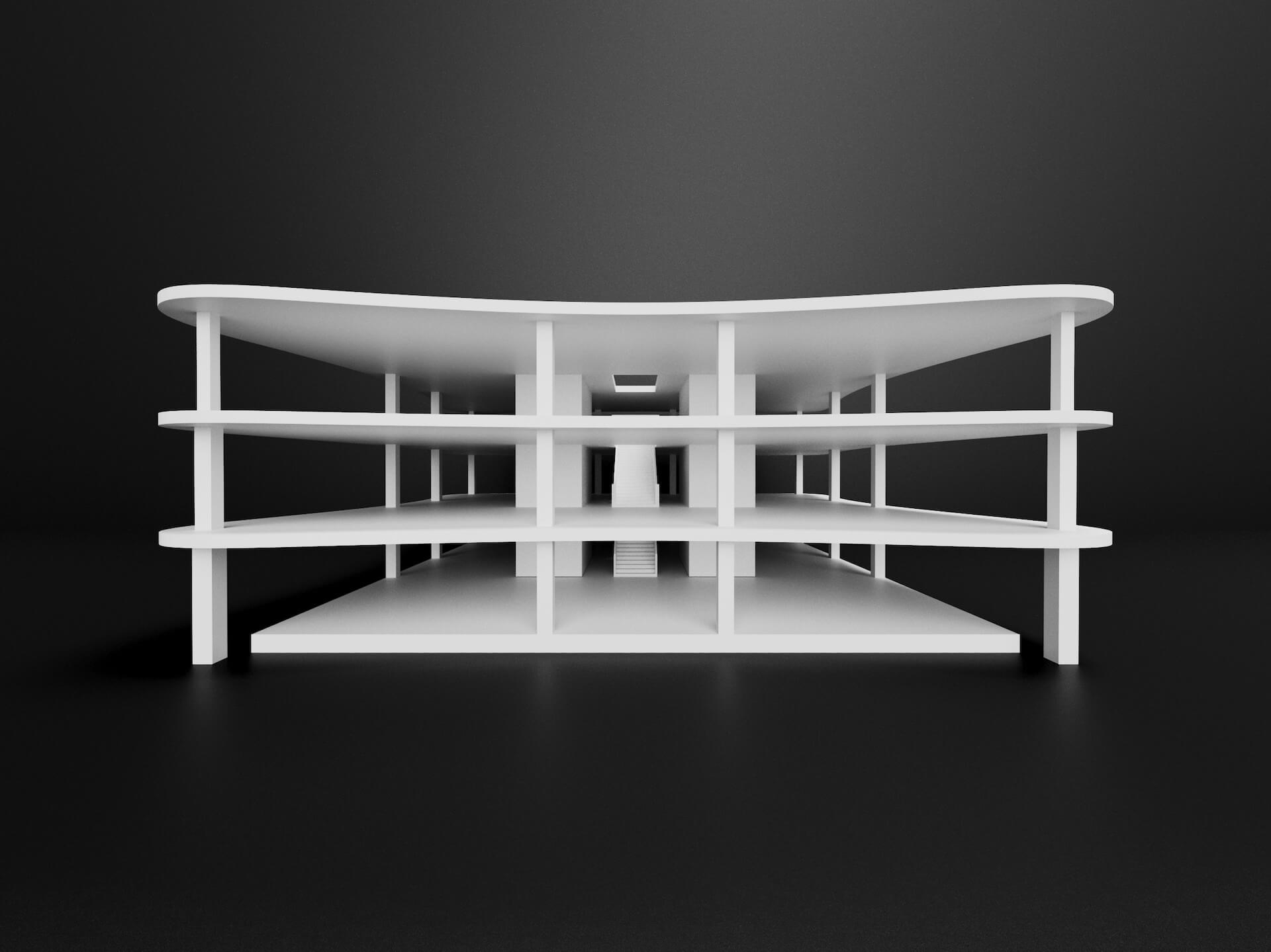 3D model of the building structure.